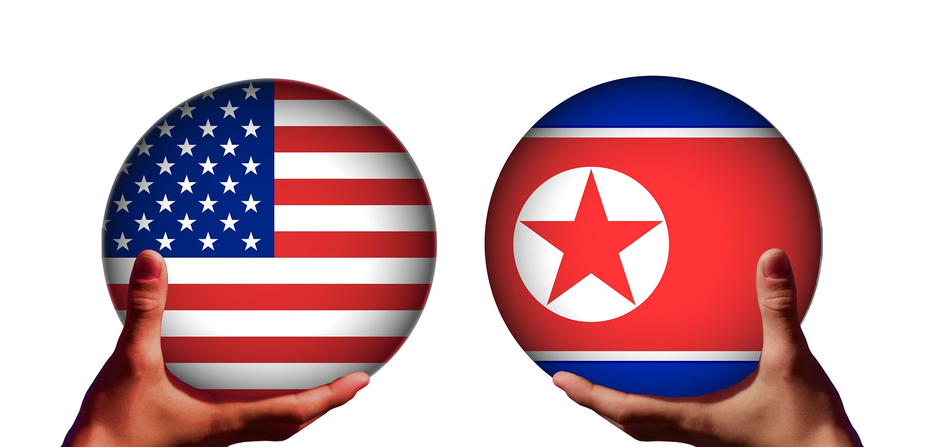 USA, Észak-Korea zászló